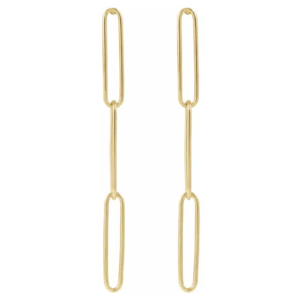 💛 14K Yellow Gold Paperclip Earrings